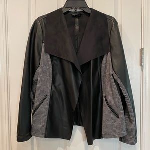 Alfani women’s open front blazer/moto style jacket in faux leather and suede